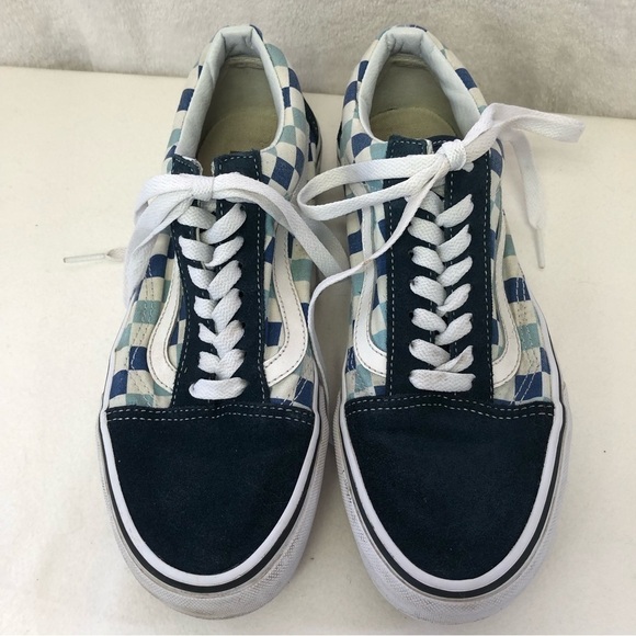VANS Old Skool Blue Checkered Sneakers Unisex Mens 7, Womens 8.5 - Picture 1 of 13